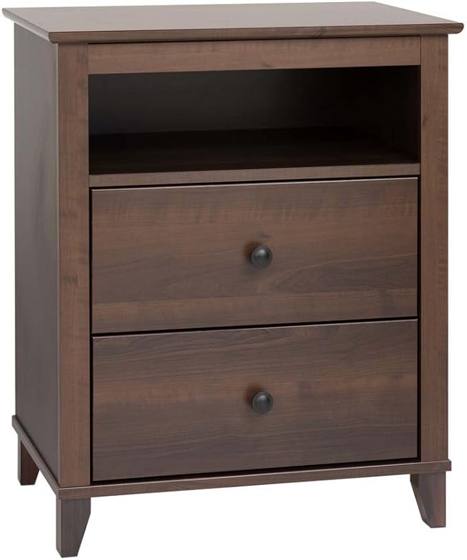 Yaletown Traditional 2-Drawer Tall Nightstand Side Table,