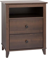 Yaletown Traditional 2-Drawer Tall Nightstand Side Table,