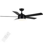 52 inch Black Ceiling Fan with Lights and Remote Control