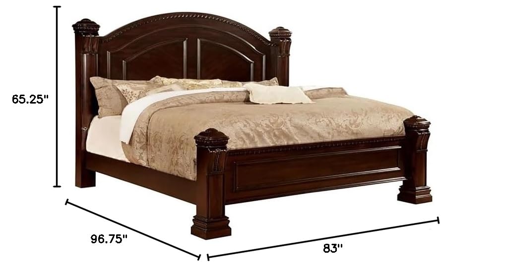 Traditional Cherry Wood King Panel Bed with Slat Kit