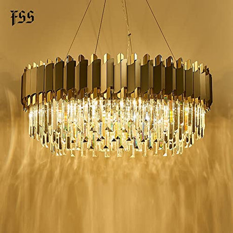 Pendant Light , Pendant Ceiling Light Modern Crystal Chrome Rectangle Round