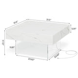 Square LED Coffee Table: Faux Marble White Coffee Table for Living Room