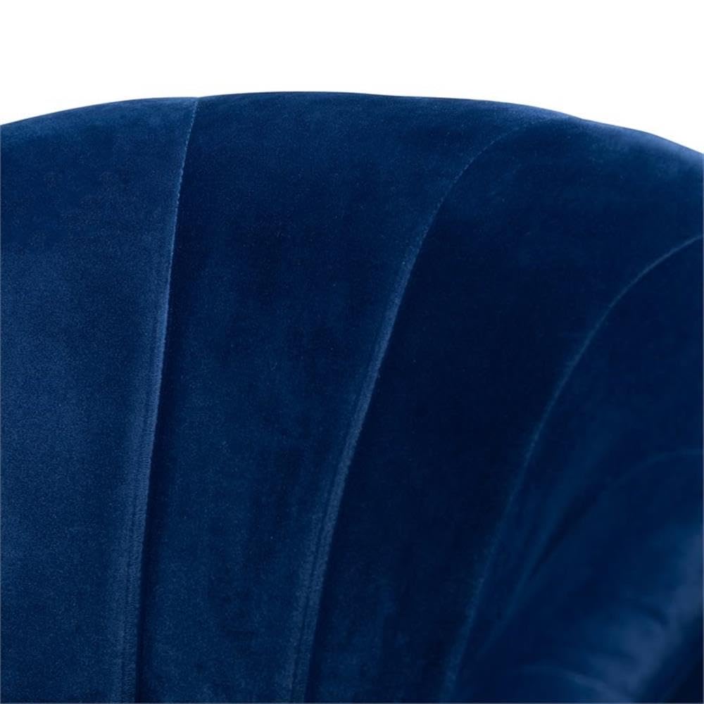 Velvet Fabric Upholstered Brushed Gold Finished Swivel Accent Chair
