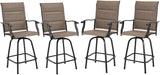 Outdoor Patio Swivel Bar Set of 3, Jacquard Lake Blue Textilene Furniture Bistro Set