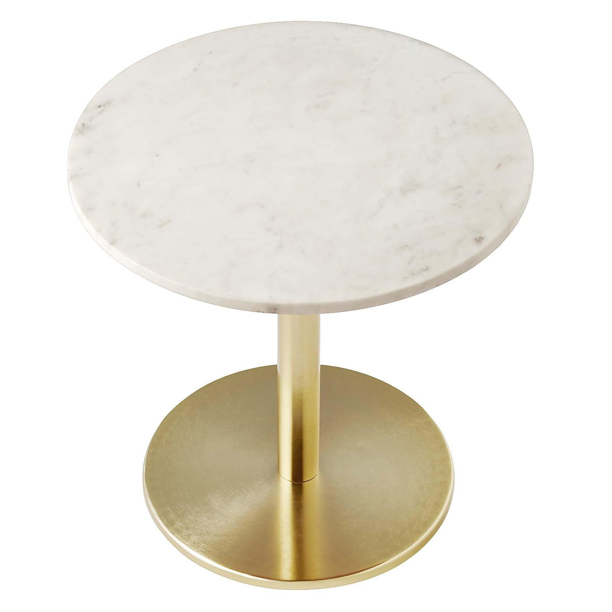 EEI-6609-BRA-WHI Viva Round White Marble Side Table, Brass White