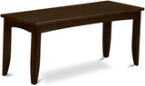 PFB-BLK-W Parfait Dining Room Bench with Solid Wood Seat, 52x15x17 Inch