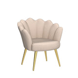 velvet Living Room Chair Accent Chairs, Upholstered Vanity Chair for Makeup Room, Modern Barrel Arm Chair Guest Leisure Chair Comfy for Bedroom-Ivory