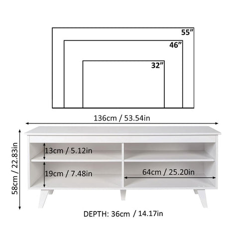 Entertainment Center with 4 Shelves and Cable Management for 50, 55 Inch Media Storage