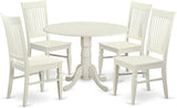 DLWE5-BLK-W 5 Piece Dinette Set for 4 Includes a Round Dining Table with Dropleaf and 4