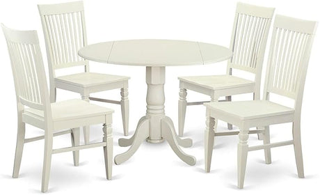 DLWE5-BLK-W 5 Piece Dinette Set for 4 Includes a Round Dining Table with Dropleaf and 4