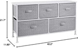 Extra Wide Fabric 5-Drawer Storage Organizer Unit for Closet White