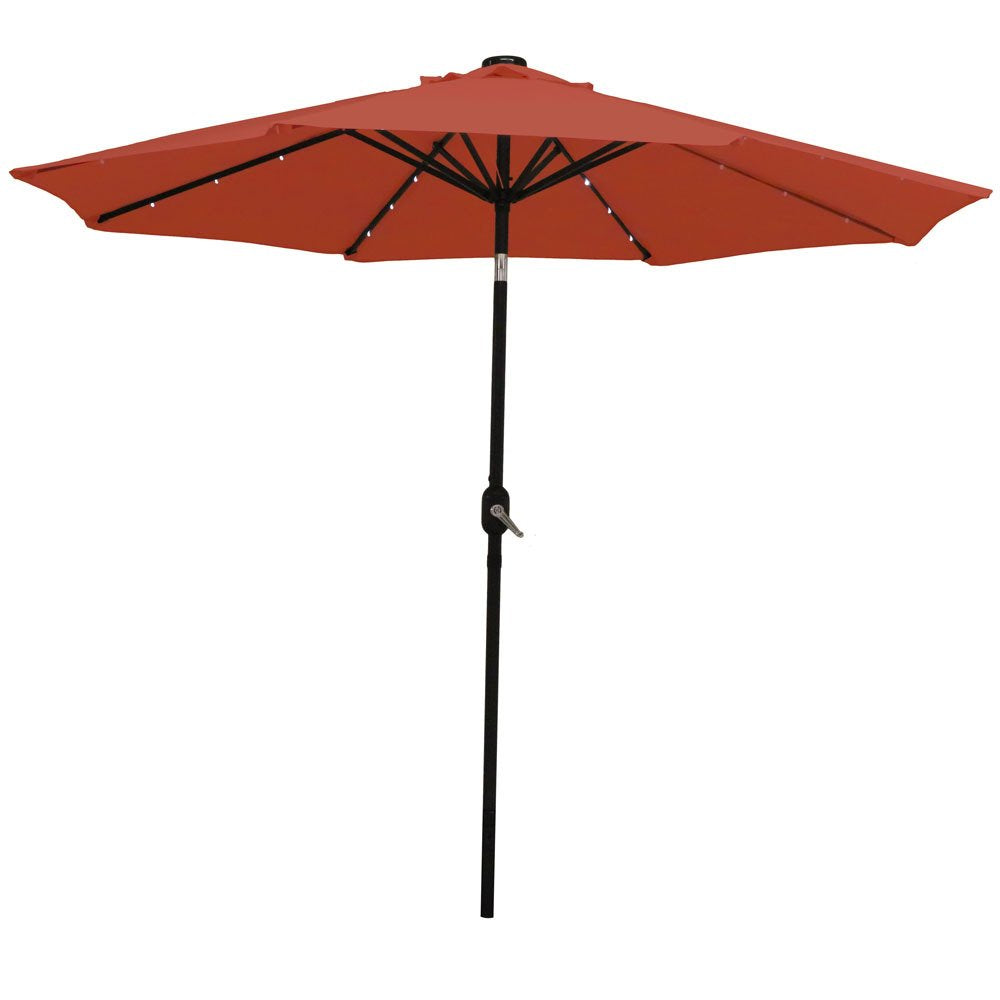 9 ft Outdoor Patio Umbrella with Solar Lights - Polyester LED Table Market Umbrella