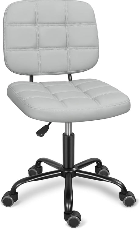 Armless Home Office Desk Chair with Wheels, Modern Ergonomic Drafting Rolling Chair