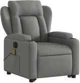 Stand Up Massage Recliner Chair - Dark Gray Fabric, Lift Assist Armchair for Elderly, 135° Recline, 6-Point Vibration, Cup Holders