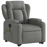 Stand Up Massage Recliner Chair - Dark Gray Fabric, Lift Assist Armchair for Elderly, 135° Recline, 6-Point Vibration, Cup Holders