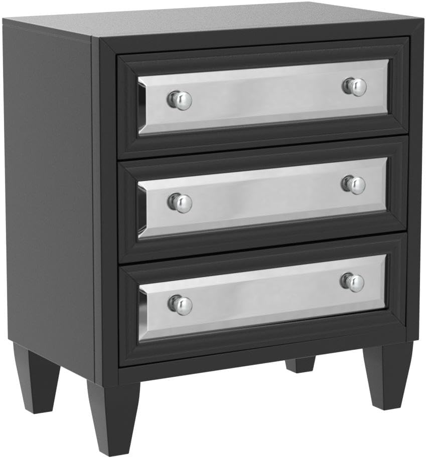 Home Marlon Black Mirrored 3-drawer Chest