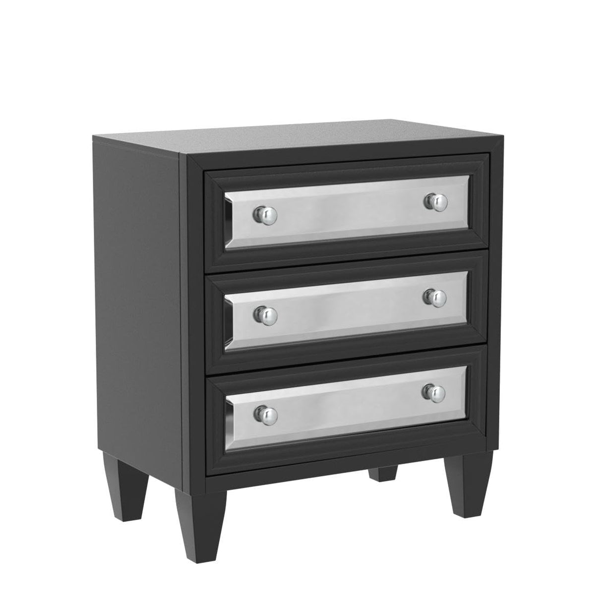 Home Marlon Black Mirrored 3-drawer Chest