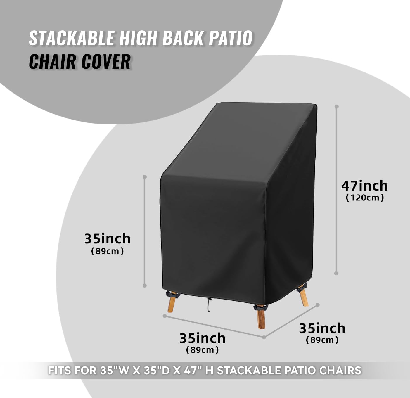 Outdoor Stackable Chair Covers 100% Waterproof High Back Patio Chair Cover Heavy Duty