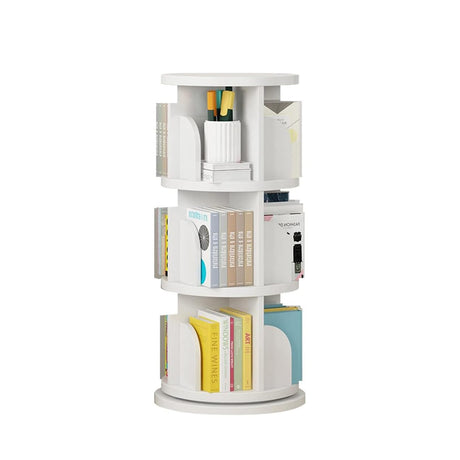 Bookcases White Round Floor Bookshelf, 360° Rotate, Cultivate Interest in Reading