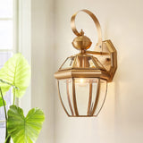 Gold Wall Outdoor Lantern Rainproof Wall Sconce with Clear Glass Shade Wall Mounted