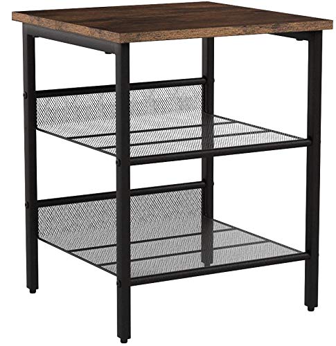 Nightstand, Set of 2 Side Tables, End Tables with Adjustable Mesh Shelves