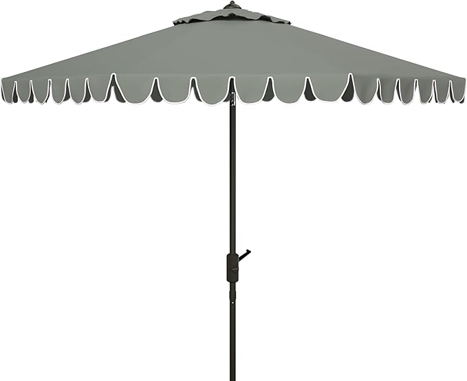 Outdoor Venice White and Black 11-foot Round Crank UV Protected Umbrella