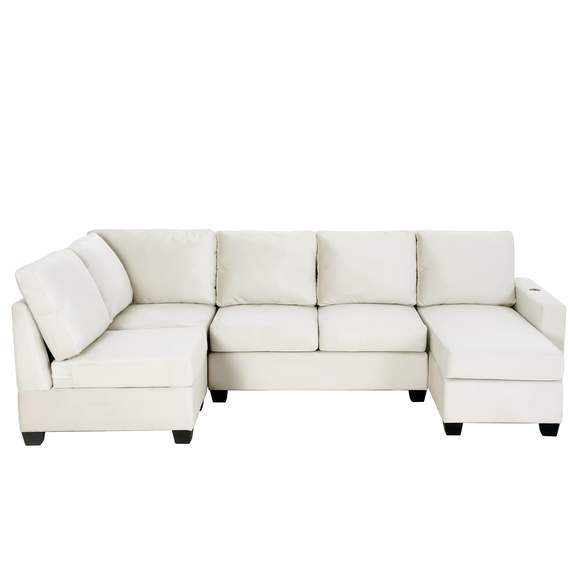 L-Shape Sectional Sofa Set, Modern 6-seat Velvet Fabric Couch