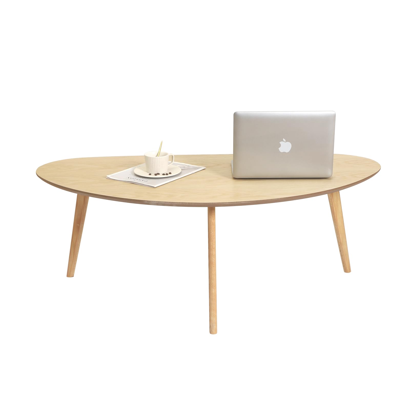 Oval Coffee Table，Wooden Coffee Table，Mid Century Modern for Living Room