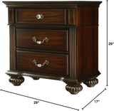 Transitional 3 Drawer Wooden Bedside Nightstand