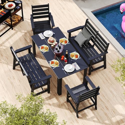 Outdoor Bench | HDPE Plastic | Garden Benches | All Weather | for Outdoors Patio