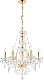 7856D24G/EC Cut Clear Crystal Verona 6-Light, Single-Tier Crystal Chandelier