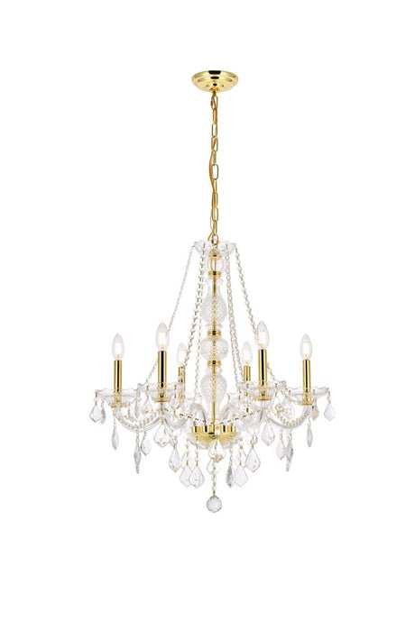 7856D24G/EC Cut Clear Crystal Verona 6-Light, Single-Tier Crystal Chandelier