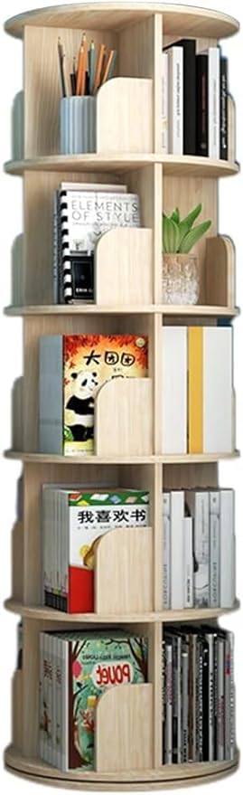 360° Round Rotating, Bookshelf,Cultivate Interest in Reading, CD and DVD Storage Rack