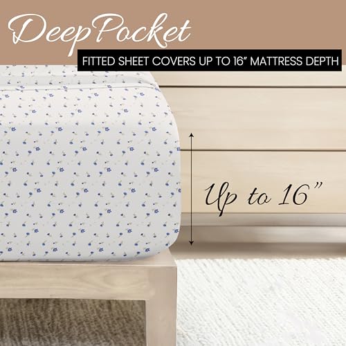 3 Piece Twin Bedding Sheet Set (Light Blue Floral) - Sleep Better Than Ever