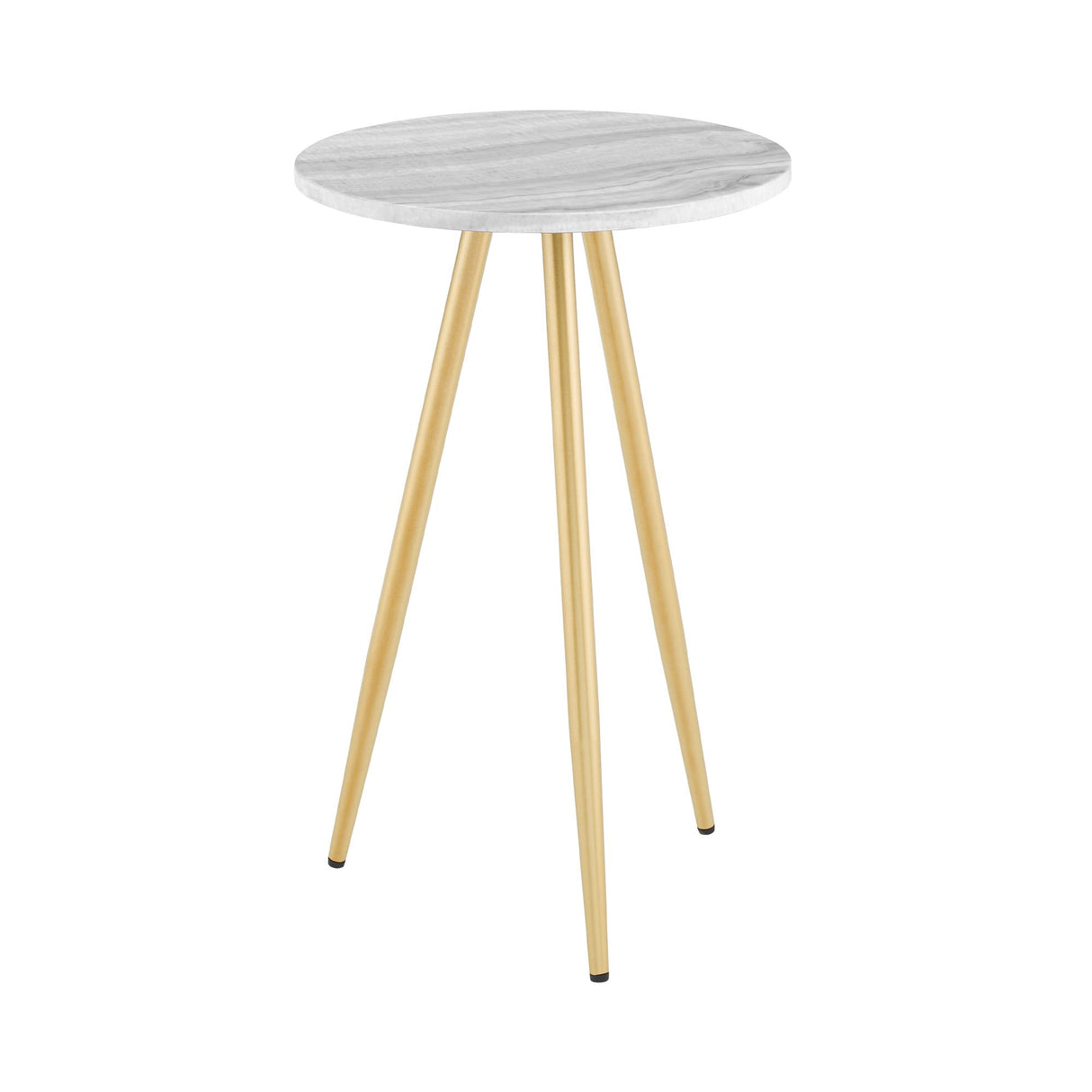 Modern Glam 3-Leg Side Table, 25 Inch, Faux Grey Marble/Gold