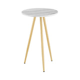 Modern Glam 3-Leg Side Table, 25 Inch, Faux Grey Marble/Gold