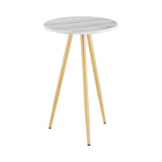 Modern Glam 3-Leg Side Table, 25 Inch, Faux Grey Marble/Gold