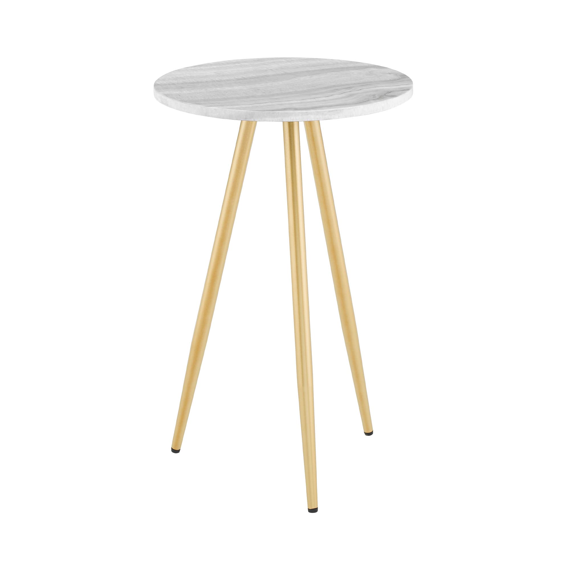 Modern Glam 3-Leg Side Table, 25 Inch, Faux Grey Marble/Gold