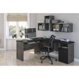 Norma 71W L-Shaped Desk in Black & bark Gray