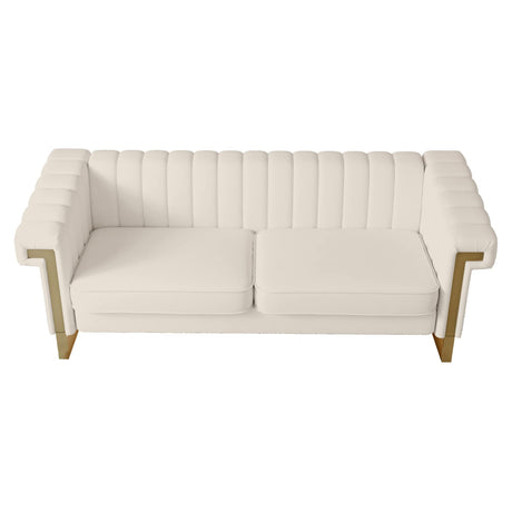 Velvet Sofa,Channel Tufted Velvet Sofa Couch with Stainless Steel Base and Comfortable