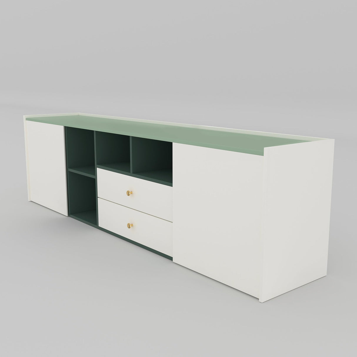 78.74" Modern TV Stand with Storage - Green & White Entertainment Center