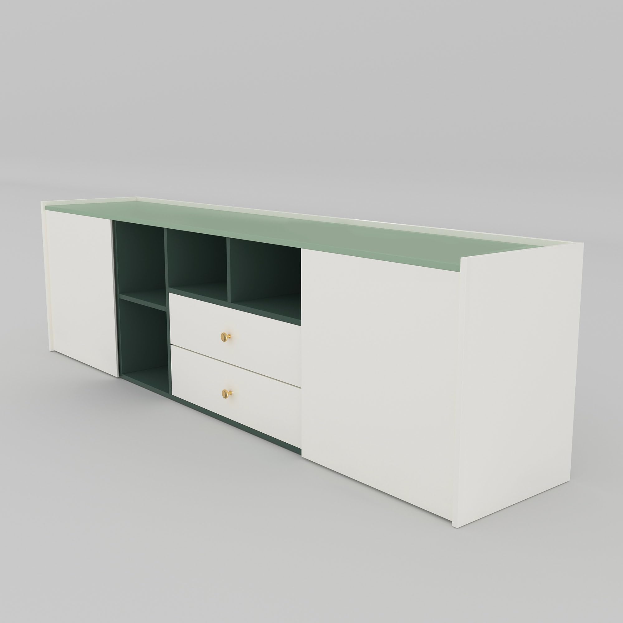 78.74" Modern TV Stand with Storage - Green & White Entertainment Center