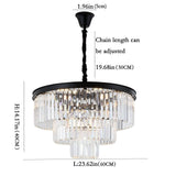 Crystal Pendant Light, Modern 3-Tier Chandelier Black Flush Mount Close to Ceiling