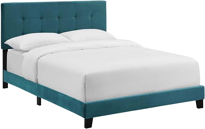 Amira Tufted Performance Velvet Upholstered Twin Bed in Gray
