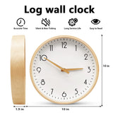 Wooden Wall Clock Silent Non Ticking 10 inch Analog Wall Clocks Battery