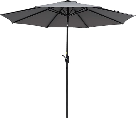 9' Outdoor Umbrella Patio Umbrella 2-Year-Non-Fading Steel Market Umbrella with Push Button