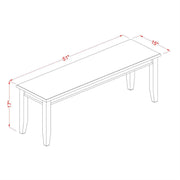 DUB-BLK-W Dudley Dining Bench with Wooden Seat, 51x15x17 Inch, Black