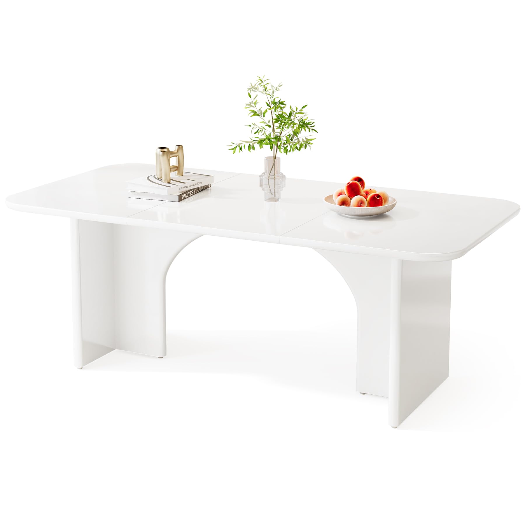 63" Modern White Dining Table for 4-6 People