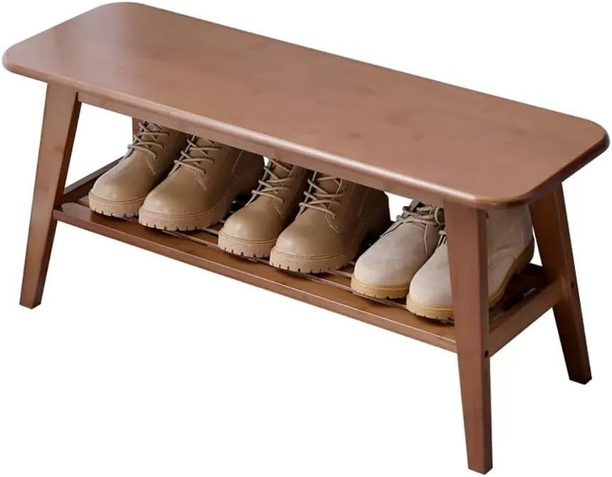 Heavy Duty Solid Wood Shoe Rack, Multifunctional Sittable Storage Shoe Stool