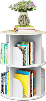 Rotatable Bookshelf White Bookcase Floor-to-Ceiling Multi-layershelves Multi-Layer White Bookshelves Office Storage Rack